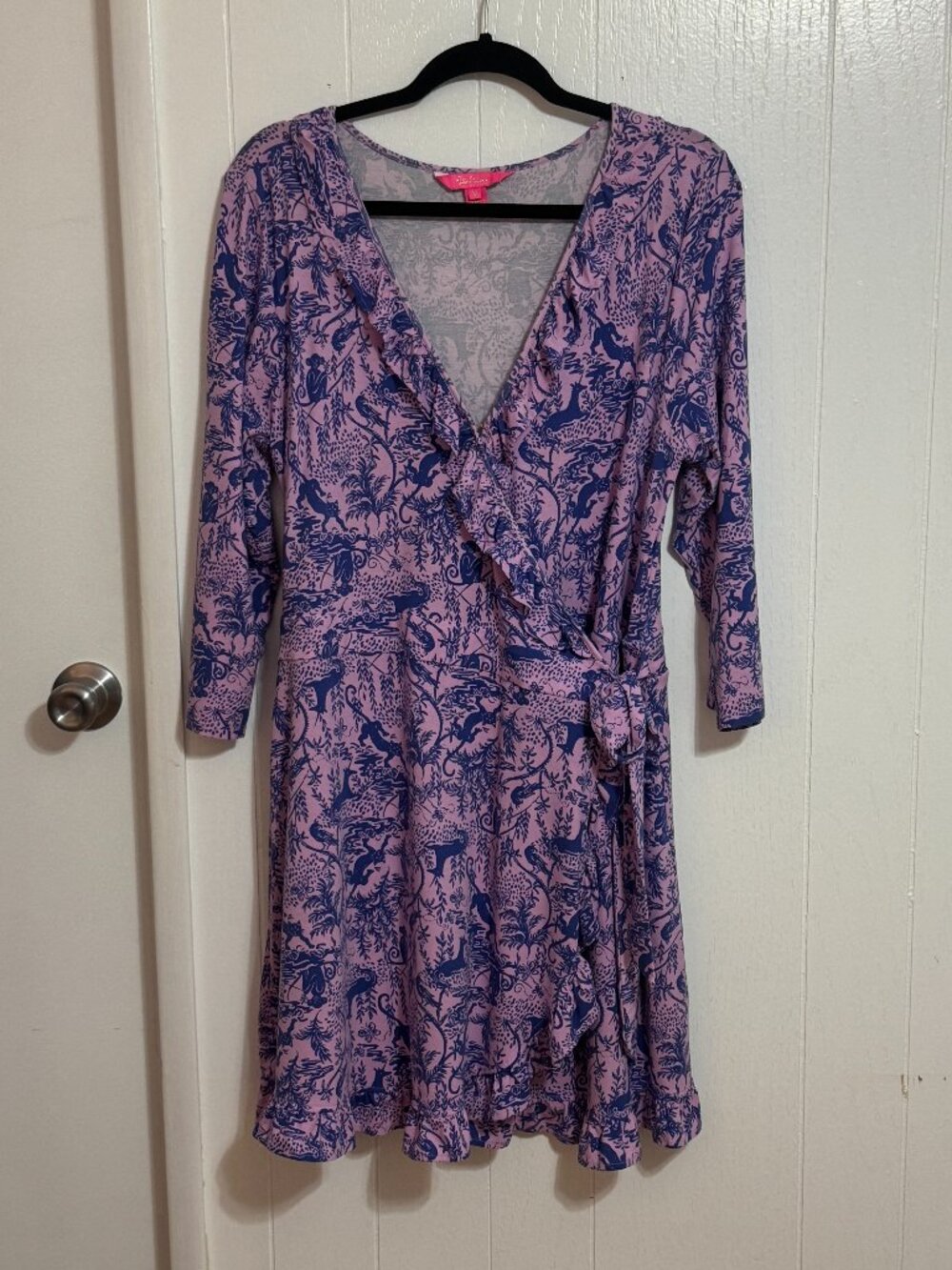 Lilly Pulitzer Jessalynne Skort Romper XL Safari As I Can See Purple Wrap